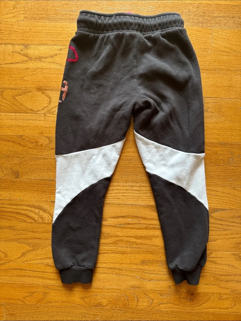 Justice Black & White.Sweatpants with sequins logo size S (7/8)